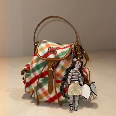 2025 Winter Plaid Backpack Commuter Shoulder Mini Underarm Bag for Women - 3