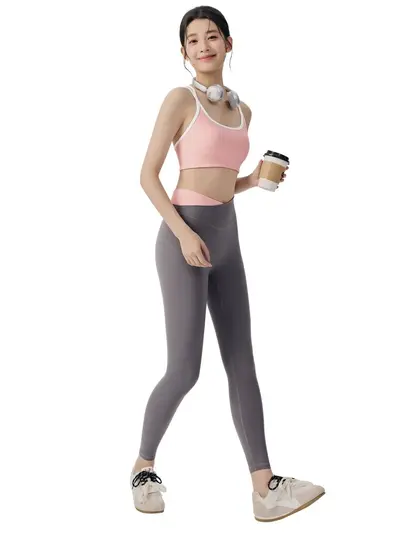 Color-Block Women's Yoga Set with Open-Back Sports Bra and Leggings