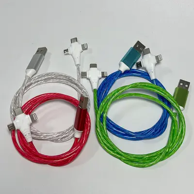 Araba kullanımı için üçü bir arada ışıklı veri kablosu, Apple type-c ışıklı taşınabilir çok bağlantı noktalı ışıklı hızlı şarj flaş şarjı için uygundur - 7