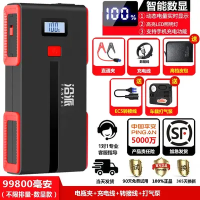 Portable Vehicle Emergency Jump Starter and Power Bank, High Capacity - 8