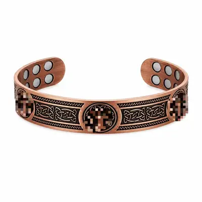 Grenzüberschreitend beliebtes Magnet-Armband-Ring-Set Magnetarmband Blüten Antik-Rotkupfer gebürstet Vintage-Stil Schmuck für Herren und Damen - 9