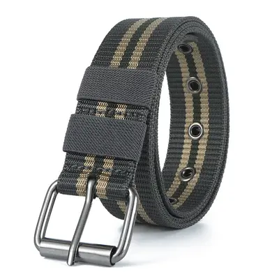 Herrenmode komfortabler Vollschnalle Nylon Taktikgürtel modischer vielseitiger gestreifter Leinengürtel - 11