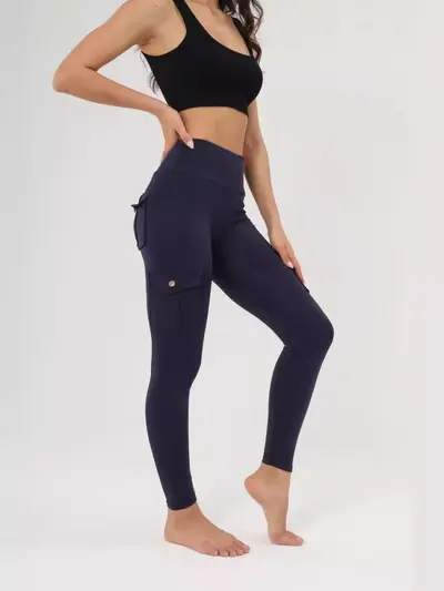 Breathable Hip-Lifting Yoga Leggings with Button Pocket, Brushed Bare-Feel Fabric - 5