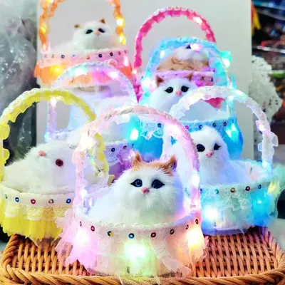 Talking Simulation Kitten Plush Toy with Light-Up Lace Hanging Basket - 11