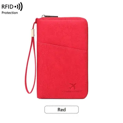 Cross-border new RFID anti-magnetic passport bag long zipper passport holder multifunctional travel ticket storage document bag - 13