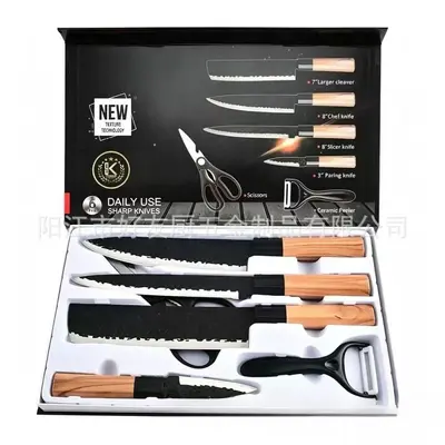 Küchenmesserset mit achteckigem Griff aus Edelstahl, Kochmesser und Obstmesser, 6-teiliges Messerset in Geschenkbox - 8