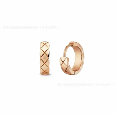Quilted cross pineapple pattern earrings gold - 13