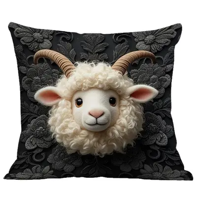 Highland-Rind Kissenbezug Kuschelkissenbezug Kuscheltier Kurzflor Samtig Niedliches Tierdruck Sofa Wohnzimmer Deko Kissen Bezug Cremestil