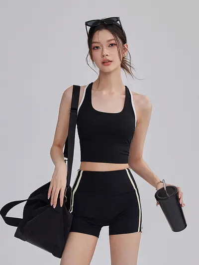 运动套装女夏瑜伽服2026新款工字背心短裤健身服普拉提训练两件套