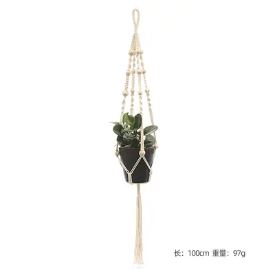 Hand-Woven Cotton Rope Garden Planter Hanger, Decorative Hanging Basket - 11
