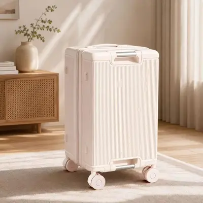 Yeni Model 37L Derin Bavul Dikey Çizgili Tekerlemeli Bavul Beş Tekerlekli Sessiz Evrensel Tekerlek PC Bavul Öğrenci Büyük Kapasiteli Kabin Boyutu Bavul - 5