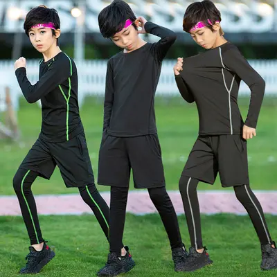 Kids Breathable Quick-Dry Long Sleeve Running Sports Set - 1