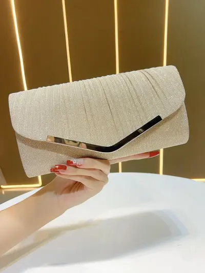 Glänzende plissierte Abendtasche für Partys und Bankette - 1