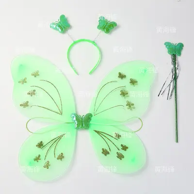 New Wings 8 Butterfly Kids Back Decoration Magic Wand Headdress Flower Fairy Toy Kids Three-Piece Set Manufacturer Wholesale - 13