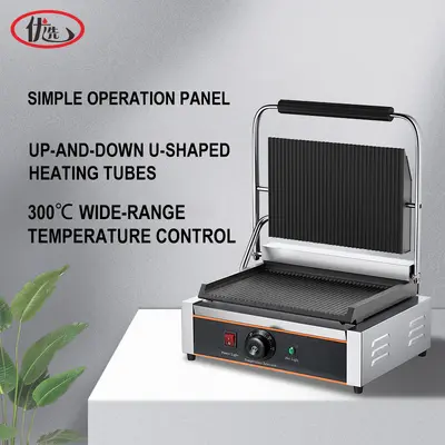 Commercial Electric Flat Top and Bottom Press Grill and Panini Machine - 4