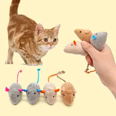 Realistic Plush Mouse Cat Toy, Chew-Resistant, with Catnip Ball - 3