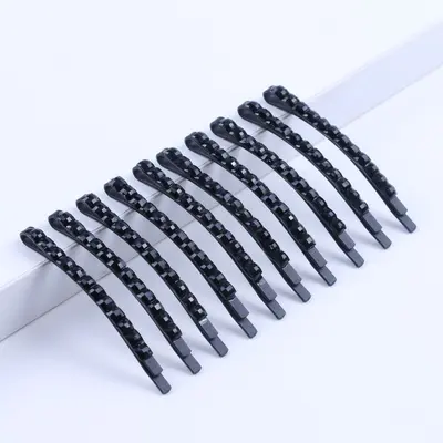 Single Word Firket Super Bright Single Row Black Crystal Diamond Alloy Firket Hair Clip Top-Tier Niche Hair Accessories Wholesale