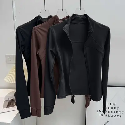 Women's yoga jacket, fleece, slim fit - 8