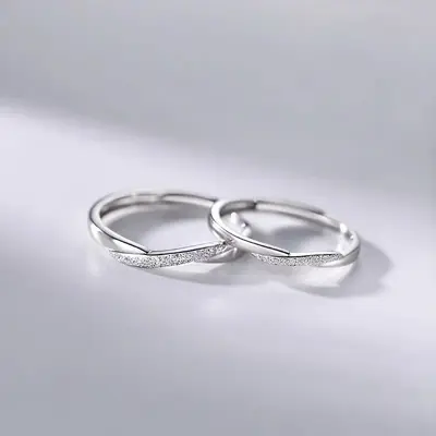 925 sterling silver double rings, minimalist unisex design - 3