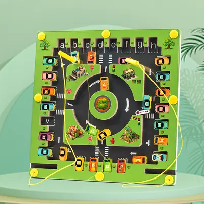 Children's wooden color sorting maze toy