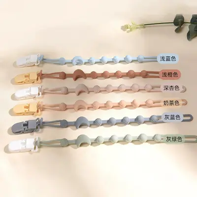 Silicone Anti-Drop Baby Teether Chain with Toy, Pacifier Clip - 12