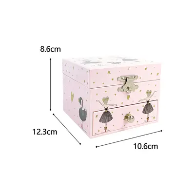 Black Swan Ballerina Drawer Music Box, Small Square Design