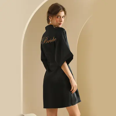 gelin gelin robe bathrobe ladies nightgown wedding makeup bridesmaid group wedding kimono imitation silk cardigan robe - 13