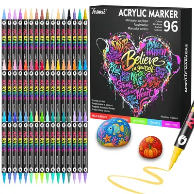 Dual-Tip Acrylic Marker Pen Set, Water-Based, DIY Painting - 10