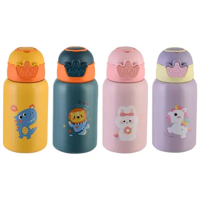 Paslanmaz Çelik Çocuk Termos Pipetli Bardak, 500 ml Askılı Su Şişesi - 6