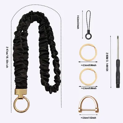 Fabric Scrunchie Phone Neck Lanyard, Gold T-Clasp