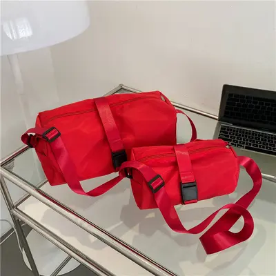 Women's Oxford Cloth Crossbody Bag, Solid Color Shoulder Bag - 12
