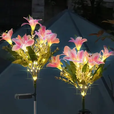 Solar 7-Head Lily LED Lawn Lamp for Garden and Outdoor - 7