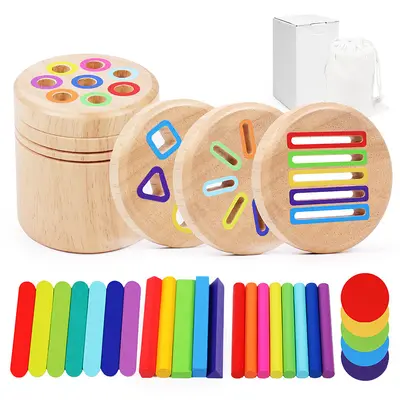 Wooden color classification cylinder children's shape recognition toy - 10