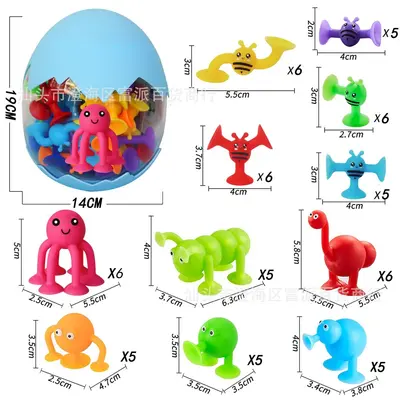 Children's Bath Toy Set, Suction Cup Animals, Educational Assembly - 8