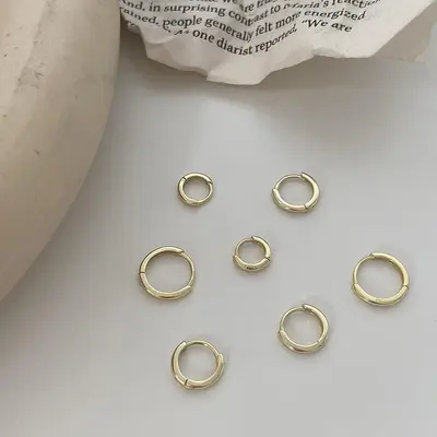 925 Silver Hoop Earrings Korean Style Hypoallergenic - 2