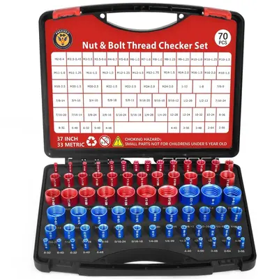 52-Piece Nut and Bolt Thread Gauge Set, 28 Inch and 24 Metric, in Box - 9