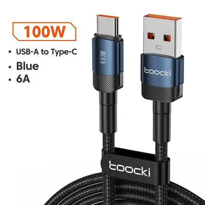 Toocki 100W USB Type-C Fast Charging and Data Cable, Samsung and Apple Compatible - 8