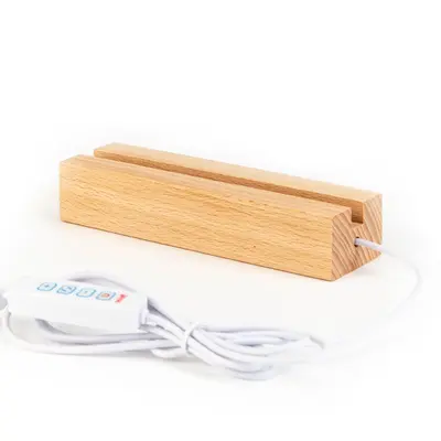 Masif ahşap dikdörtgen LED akrilik ışıklı ahşap taban el yapımı DIY gece lambası tabanı hediye çekiç boyama süsleri