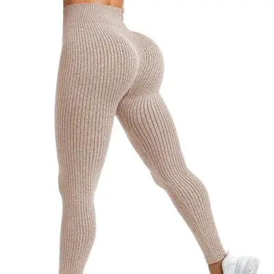 新品爆款AB纱螺纹无缝瑜伽裤健身裤户外紧身裤运动长裤女leggings