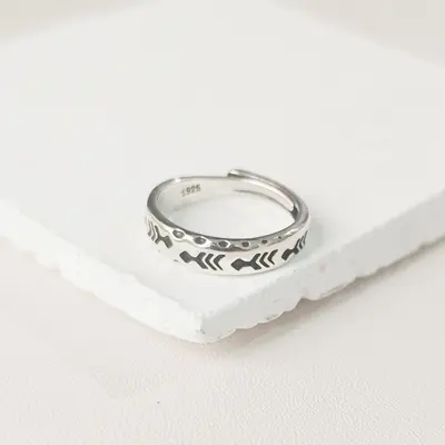 Hip-Hop Men's Index Finger Ring, Retro Open Band, Adjustable