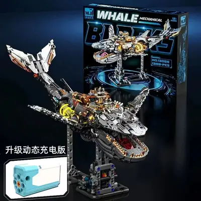 Mechanisches Bauset mit schwingendem Wal und Dinosaurier für Kinder - 8