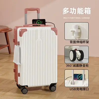 Travel Suitcase with Brake Wheels and Combination Lock, Large Capacity Retro - 10