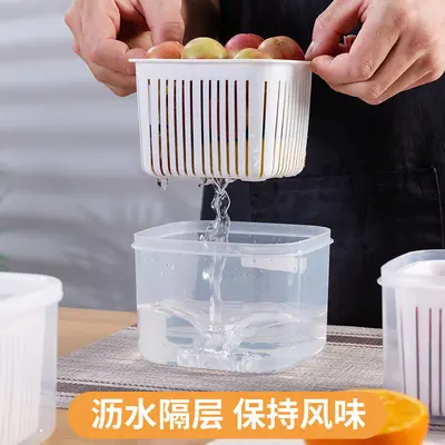 Japanische Frischhaltedose mit Abtropfgitter, tragbare Obst- und Bento-Box, Kühlschrank-Lagerbehälter für Lebensmittel, Aufbewahrungsbox für Zwiebeln, Ingwer und Knoblauch, Großhandel
