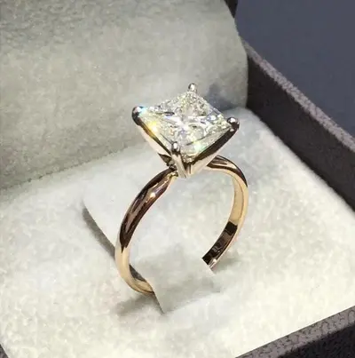 Rose Gold Princess-Cut Diamond Ring, Square Design for Women - 7