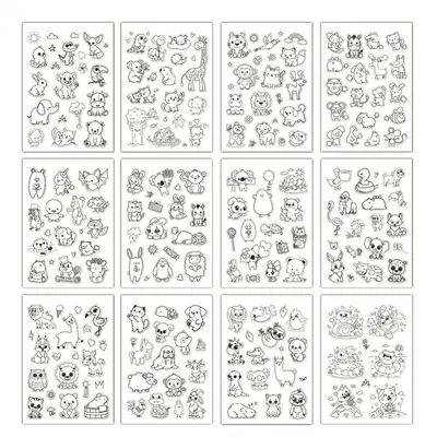 Malbuch mit 12 Seiten, Kinder-Tiermotive und Sticker - 4