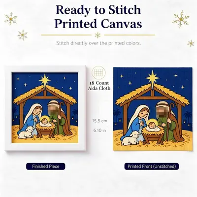 18ct Cross Stitch Kit, Birth of God, Framed Canvas