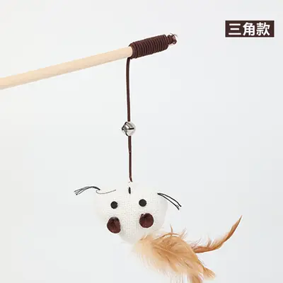Cat Teaser Wand with Wooden Handle, Sisal Rope, Interactive Mouse Toy - 8