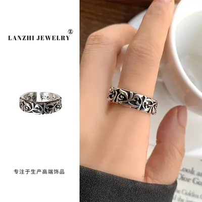 Retro Thai Silver Jewelry for Men, Unique Index Finger Fashion 925 Sterling Silver Ring, Non-Fading Hip-Hop Exaggerated Ring - 7