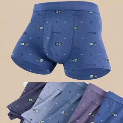 Men's Cotton Boxer Briefs, Mid-Rise, Breathable, Solid Color Printed - 12