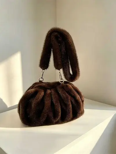 Women's Plush Pleated Cloud Shoulder Crossbody Bag - 5